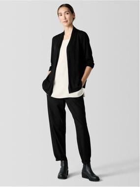 Eileen Fisher 100% Merino Wool Open Front Cardigan Sweater Sz M Italian Yarn